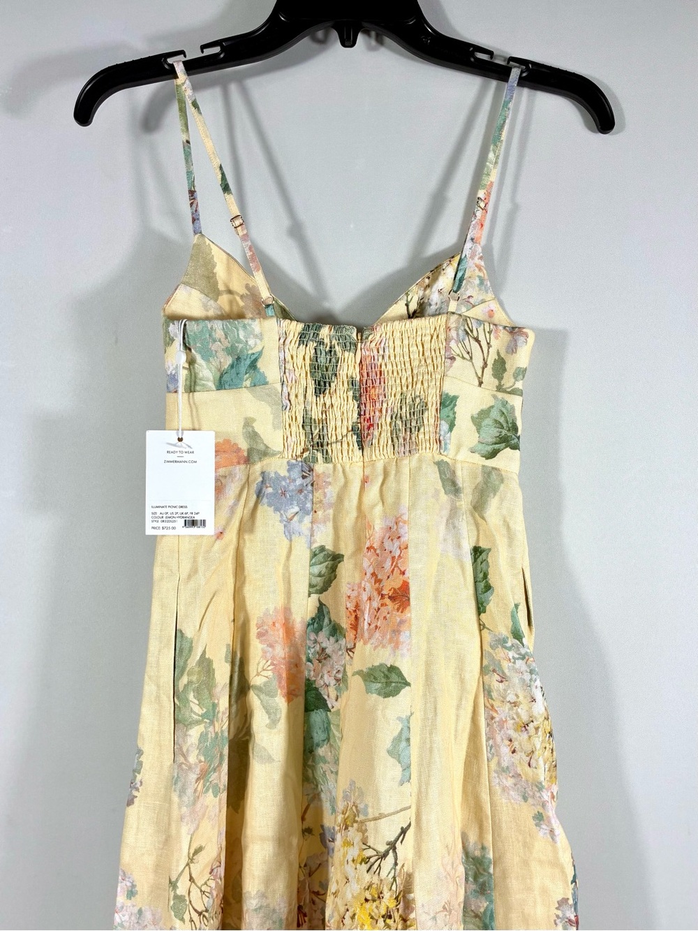 Zimmermann Illuminate Picnic Floral Linen Dress 2P Lemon Hydrangea NWT - Picture 12 of 17